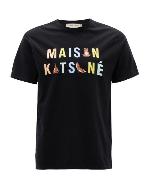 Matchesfashion.com Maison Kitsun - Yoga Fox-logo Cotton-jersey T-shirt - Mens - Black