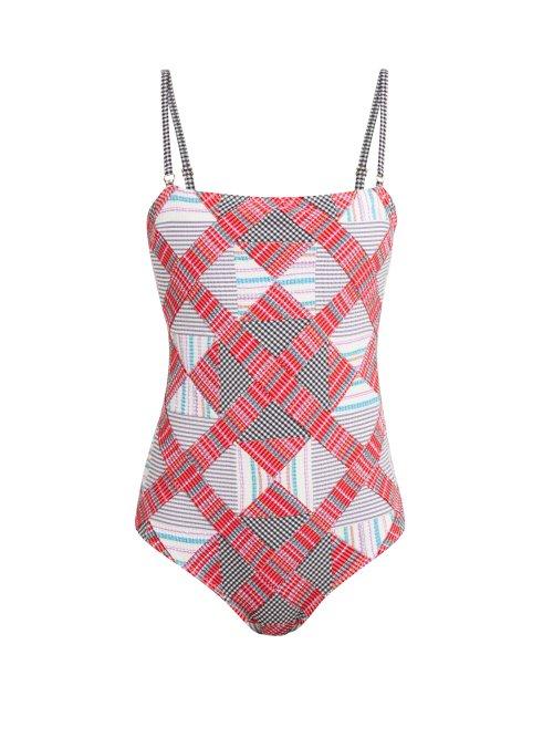 Matchesfashion.com Belize - Saffron Patchwork Seersucker Swimsuit - Womens - Red Multi