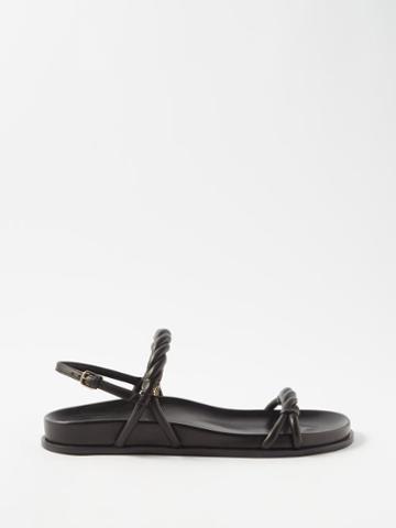 Jimmy Choo - Diosa Leather Flat Sandals - Womens - Black