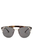 Matchesfashion.com Prada Eyewear - Embellished Aviator Metal Sunglasses - Womens - Black Multi