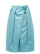 Matchesfashion.com Prada - Rosette Waist Duchess Satin Skirt - Womens - Blue