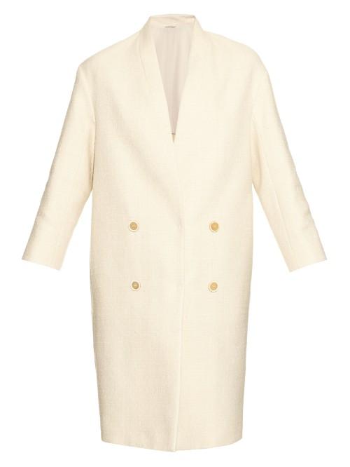 Brunello Cucinelli V-neck Textured Cotton-blend Coat