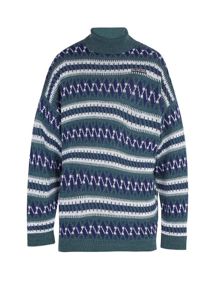 Balenciaga Oversized Fair Isle Roll-neck Sweater