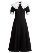 Matchesfashion.com Emilia Wickstead - Sabine Short Sleeved Wool Crepe Midi Dress - Womens - Black