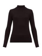 Matchesfashion.com The Row - Sulli Mock Neck Silk And Cotton Blend Sweater - Womens - Black