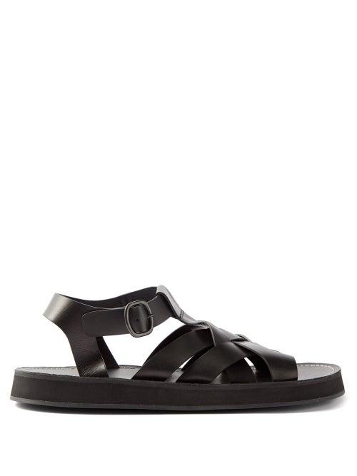 Hereu - Beltra Cross-strap Leather Sandals - Mens - Black