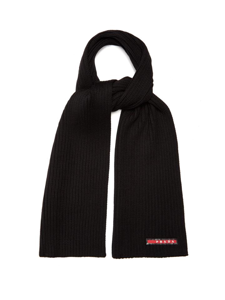 Prada Ribbed-knit Wool Scarf