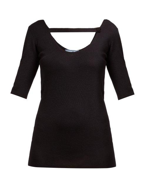 Matchesfashion.com Prada - Round Neck Cashmere Blend Sweater - Womens - Black