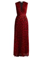 Matchesfashion.com Raquel Diniz - Mika Floral Print Pleated Dress - Womens - Red Multi