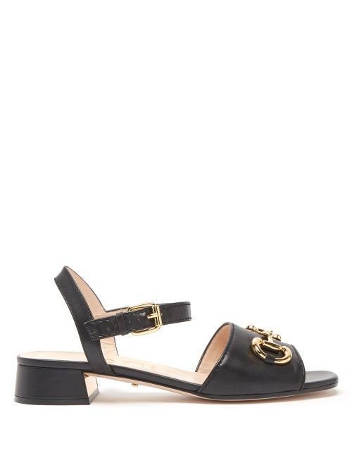 Gucci - Horsebit-chain Flat Leather Sandals - Womens - Black