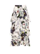 Erdem Simone Forget Me Not-print Silk-crepe Skirt
