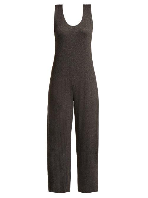 Matchesfashion.com Norma Kamali - Cross Back Stretch Jersey Jumpsuit - Womens - Dark Grey