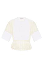 Palmer/harding Collarless Waist-tie Sheer Shirt