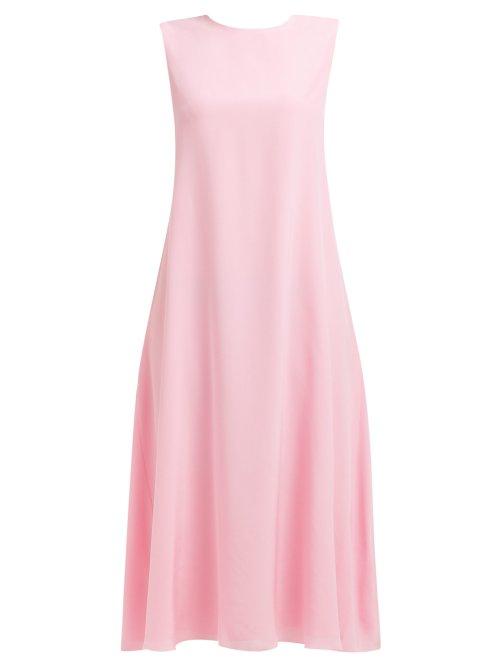 Matchesfashion.com Rochas - Overgrass Open Back Silk Midi Dress - Womens - Pink