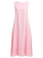 Matchesfashion.com Rochas - Overgrass Open Back Silk Midi Dress - Womens - Pink