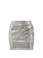 David Koma - Ruched Sequinned Mini Skirt - Womens - Silver