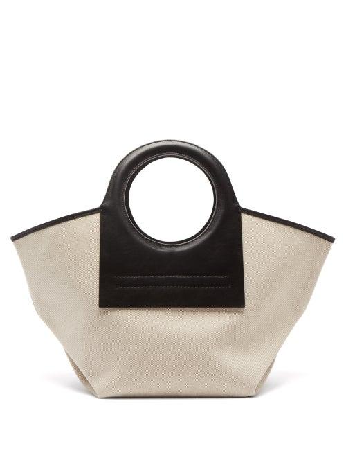 Hereu - Cala Small Canvas And Leather Tote Bag - Womens - Black Multi