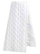 Matchesfashion.com Jil Sander - Striped Quilted Twill Wrap Skirt - Womens - Blue Stripe