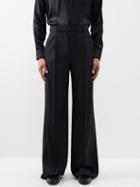 Saint Laurent - Satin-stripe Wide-leg Wool Tuxedo Trousers - Mens - Black