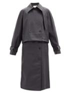 Matchesfashion.com Tibi - Jacket And Pinafore Dress Faux-leather Set - Womens - Dark Navy