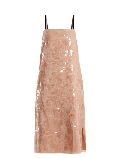 Matchesfashion.com No. 21 - Square Neck Sequin Embellished Dress - Womens - Nude
