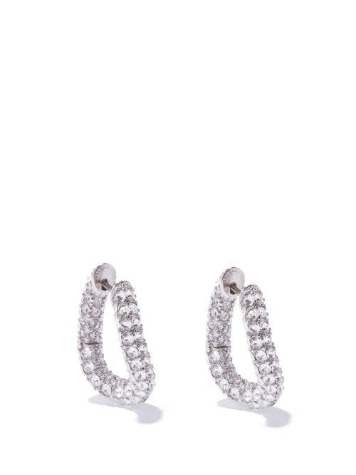 Balenciaga - Loop Xs Crystal-embellished Hoop Earrings - Womens - Crystal