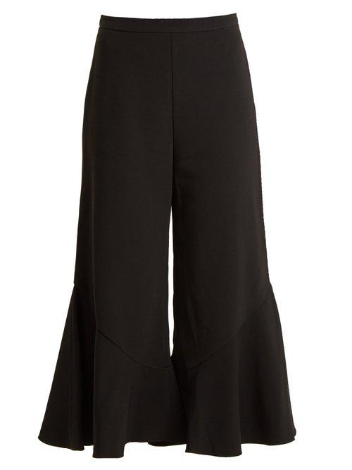 Matchesfashion.com Peter Pilotto - Ruffled Hem Cady Culottes - Womens - Black