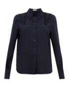 Matchesfashion.com See By Chlo - Ruffled Crepe Shirt - Womens - Dark Navy