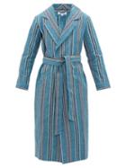 Matchesfashion.com P. Le Moult - Oxford Striped Cotton Robe - Mens - Blue Multi