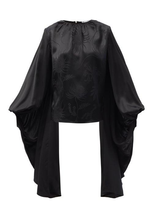 Matchesfashion.com Jw Anderson - Cape-sleeve Floral-jacquard Blouse - Womens - Black