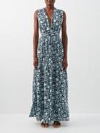 Hannah Artwear - Chloe Swirl-print Cotton-voile Maxi Dress - Womens - Black Print