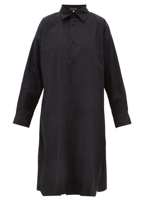 Matchesfashion.com Eskandar - A-line Cotton-poplin Shirt Dress - Womens - Black