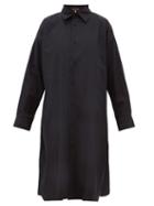 Matchesfashion.com Eskandar - A-line Cotton-poplin Shirt Dress - Womens - Black