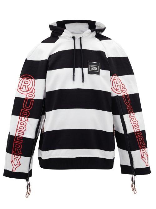 Matchesfashion.com Burberry - Striped Puff-sleeve Hooded Sweatshirt - Mens - Black