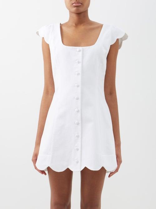 Lisa Marie Fernandez - Scalloped Cotton-piqu Mini Dress - Womens - White