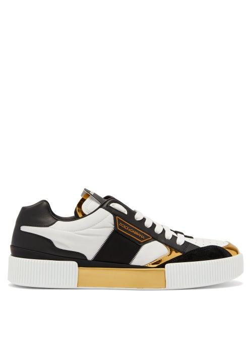 Matchesfashion.com Dolce & Gabbana - Miami Metallic Panelled Leather Trainers - Mens - White Multi