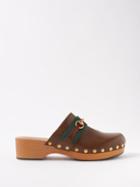 Gucci - Horsebit Web-stripe Leather Clogs - Mens - Brown
