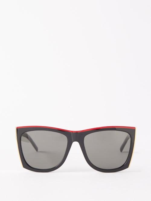 Saint Laurent Eyewear - Oversized Butterfly Frame Acetate Sunglasses - Womens - Black Multi