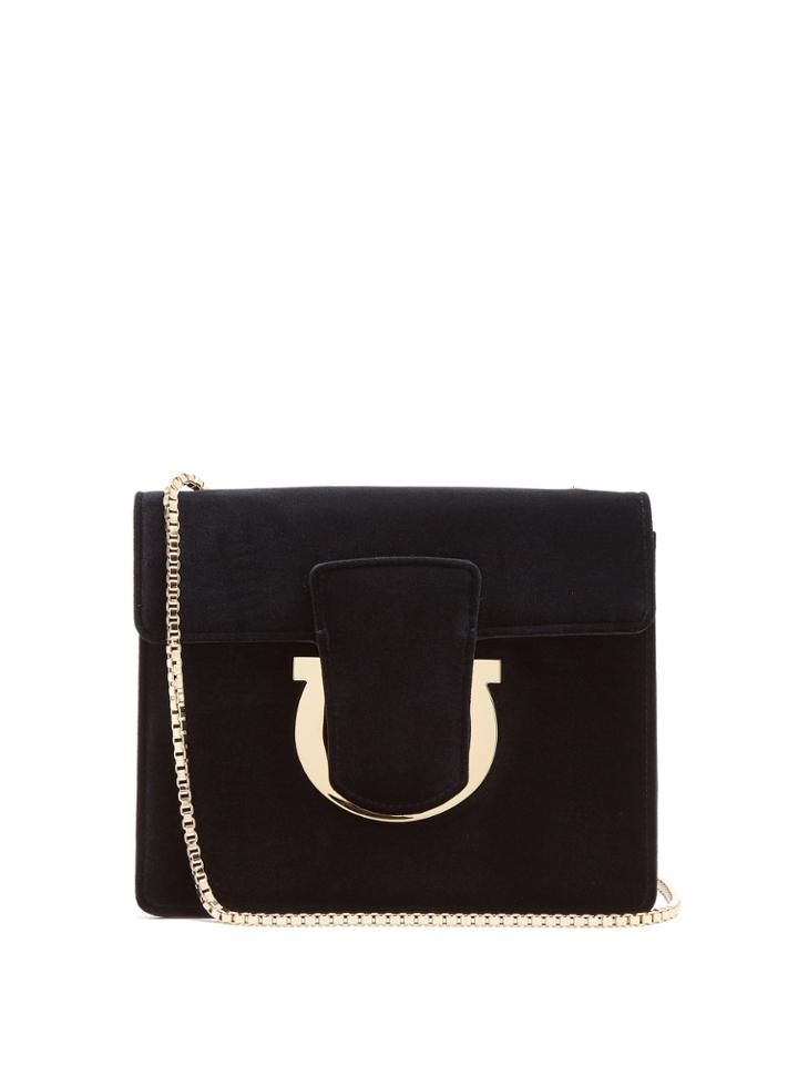 Salvatore Ferragamo Thalia Velvet Shoulder Bag