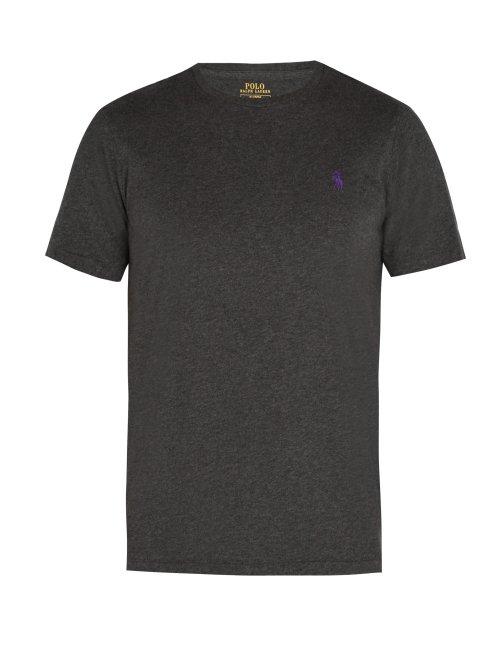 Matchesfashion.com Polo Ralph Lauren - Logo Embroidered Cotton Jersey T Shirt - Mens - Grey