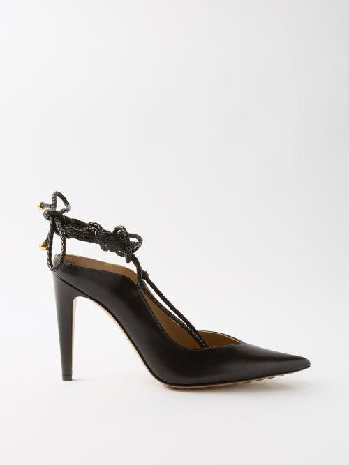 Bottega Veneta - Lace-up Leather Pumps - Womens - Black