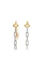 Matchesfashion.com Jw Anderson - Logo-charm Oval-link Drop Earrings - Womens - Silver Multi