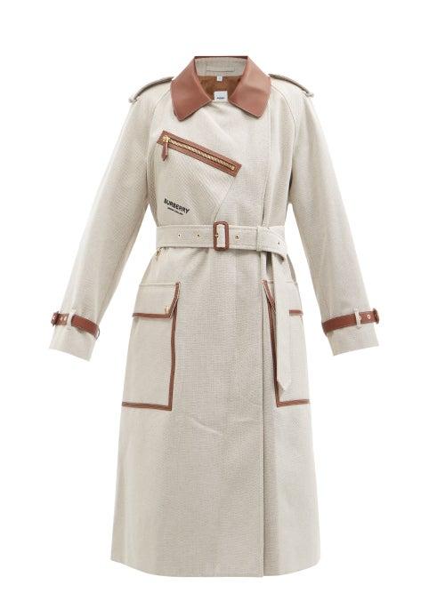 Ladies Rtw Burberry - Dockray Cotton-canvas And Leather Trench Coat - Womens - Light Beige