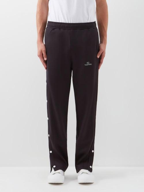 Valentino - Snap-button Jersey Track Pants - Mens - Black White
