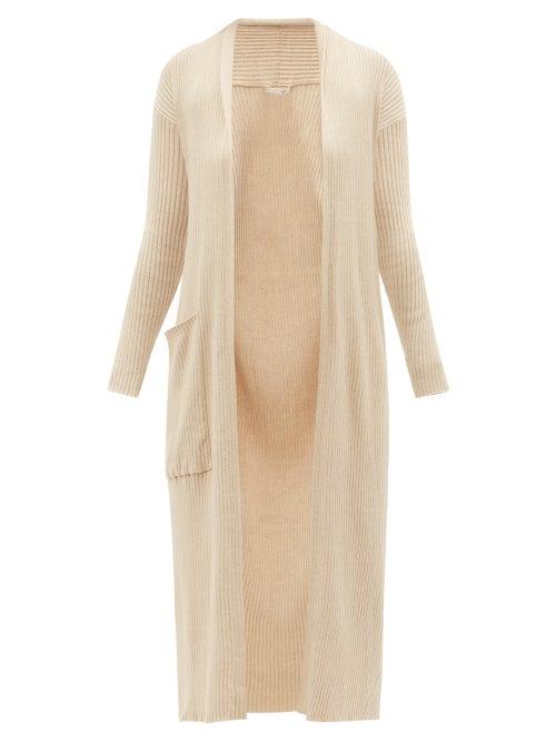 Skin - Kinga Longline Ribbed Cotton-blend Cardigan - Womens - Beige