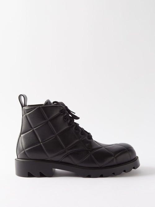 Bottega Veneta - Strut Grid Quilted-leather Ankle Boots - Mens - Black