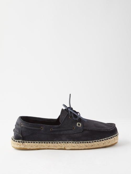 Maneb - Suede Boat Shoes - Mens - Blue