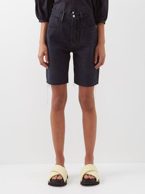 Frame - High-rise Denim Shorts - Womens - Black