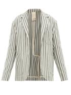 Matchesfashion.com Marrakshi Life - Single-breasted Striped Cotton-blend Blazer - Mens - Green Multi