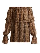 Saint Laurent Leopard-print Off-the-shoulder Silk Blouse
